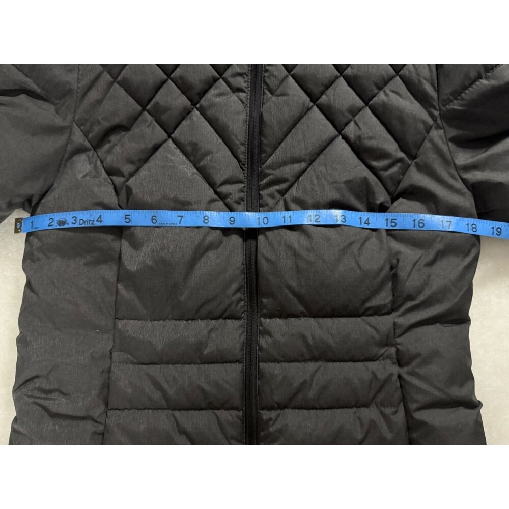 Cozy Quilted Hooded Puffer Coat Fleece Lining & Full-Zip Closure Womens M Black - Picture 7 of 12